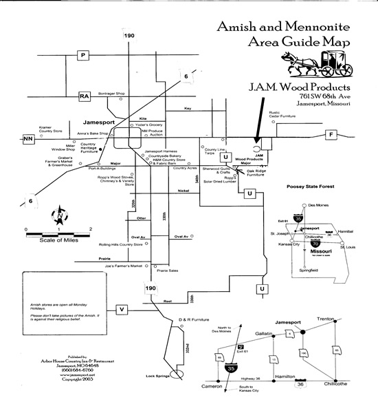 Amish Stores Map- Jamesport